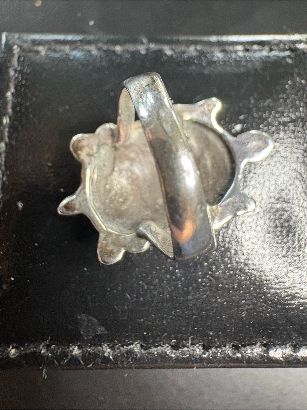 Ring Zuni Turtle 925 Sterling Silver Vintage Turquoise Coral Mother-of-Pearl - Picture 7 of 8